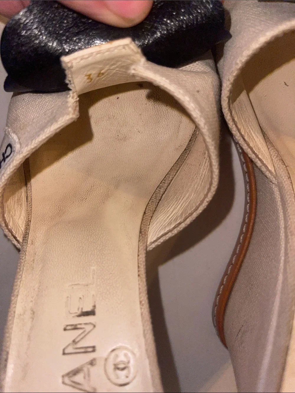 Chanel Two-tone Canvas Wedges 36 CC logo slides